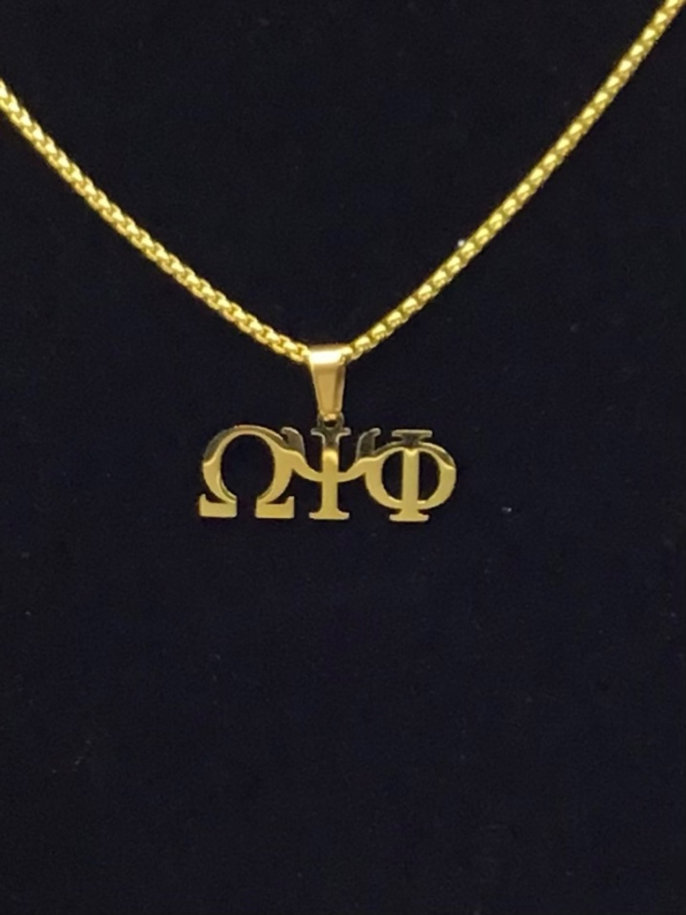 Omega Psi Phi 18k gold plated Pendant Necklace